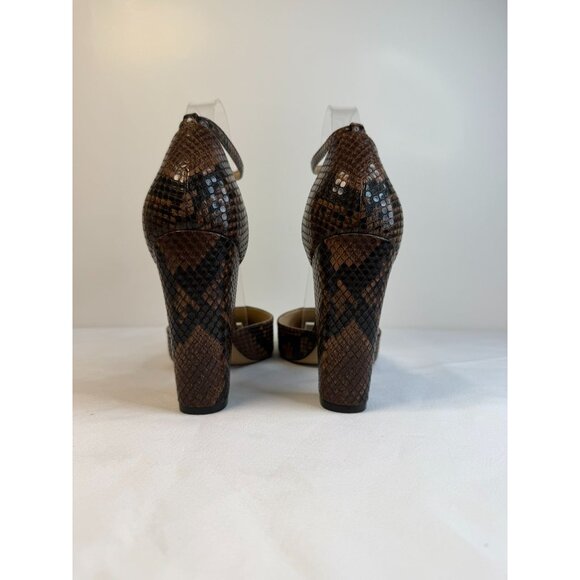 Aldo Nicholes Womens Size 7 Brown Snake Skin Print Block Heel Mary Jane Pumps - Picture 8 of 14
